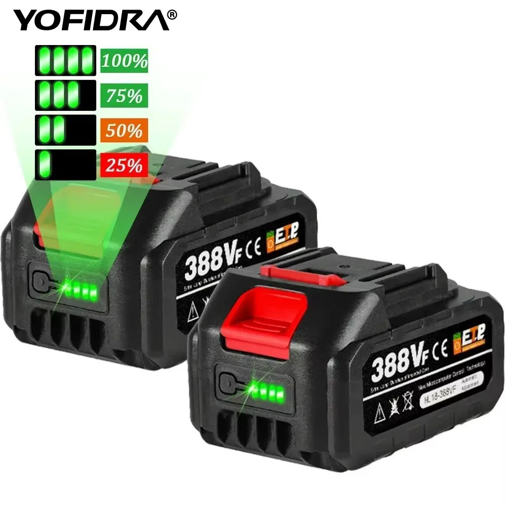 YOFIDRA Bateria Recarregável Li-ion 18V 30000mAh com Indicador Compatível com 21V BL1830 BL1840 BL1850 BL186 Ferramenta Elétrica