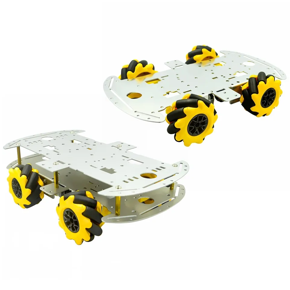 Kit Robot Roues Mecanum 4WD - Châssis Double Couche Métal, Pour Arduino Raspberry Pi, STEM