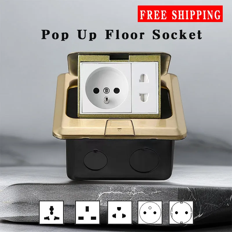 

100mm*100mm Pop Up Floor Socket Hidden Installation With HDMI TV RJ45 16A Power,EU/US/FR/UK/Universal/Korea Plug Adapter 220V