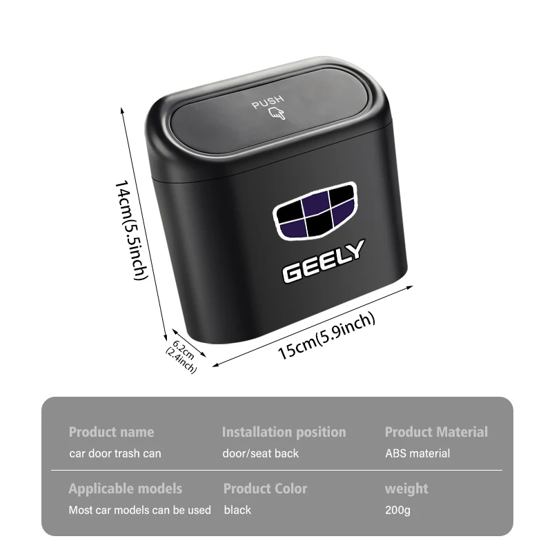 Hanging Car Trash Can Garbage Dust Case Storage Pressing Bin For Geely LC EC8 Atlas CK2 CK3 GT GC9 Geometry C Tugella GX3 CK