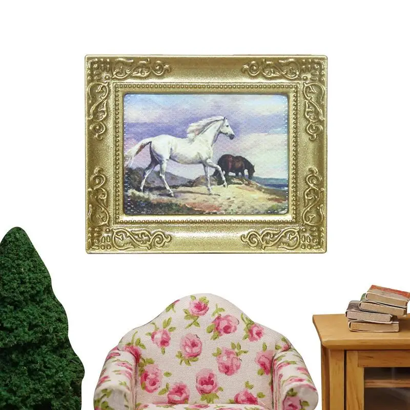 

Dollhouse Wall Pictures 1:12 Dollhouse Decoration Accessories Dollhouse Miniature Oil Painting Picture Simulation Toys For Doll