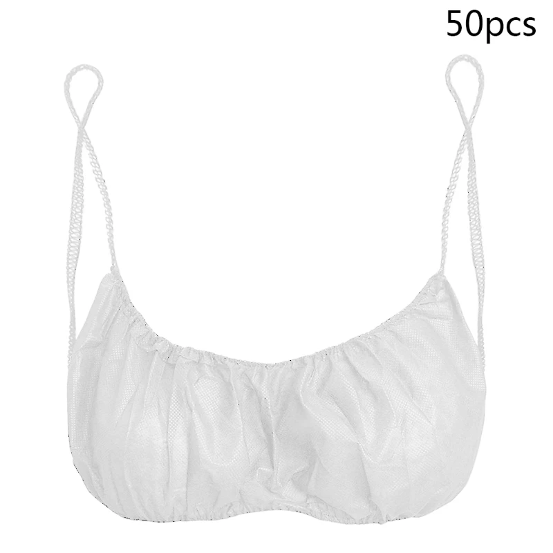50Pcs Women Disposable Bras Elastic Strap Spa Top Underwear Non-woven Brassieres 5