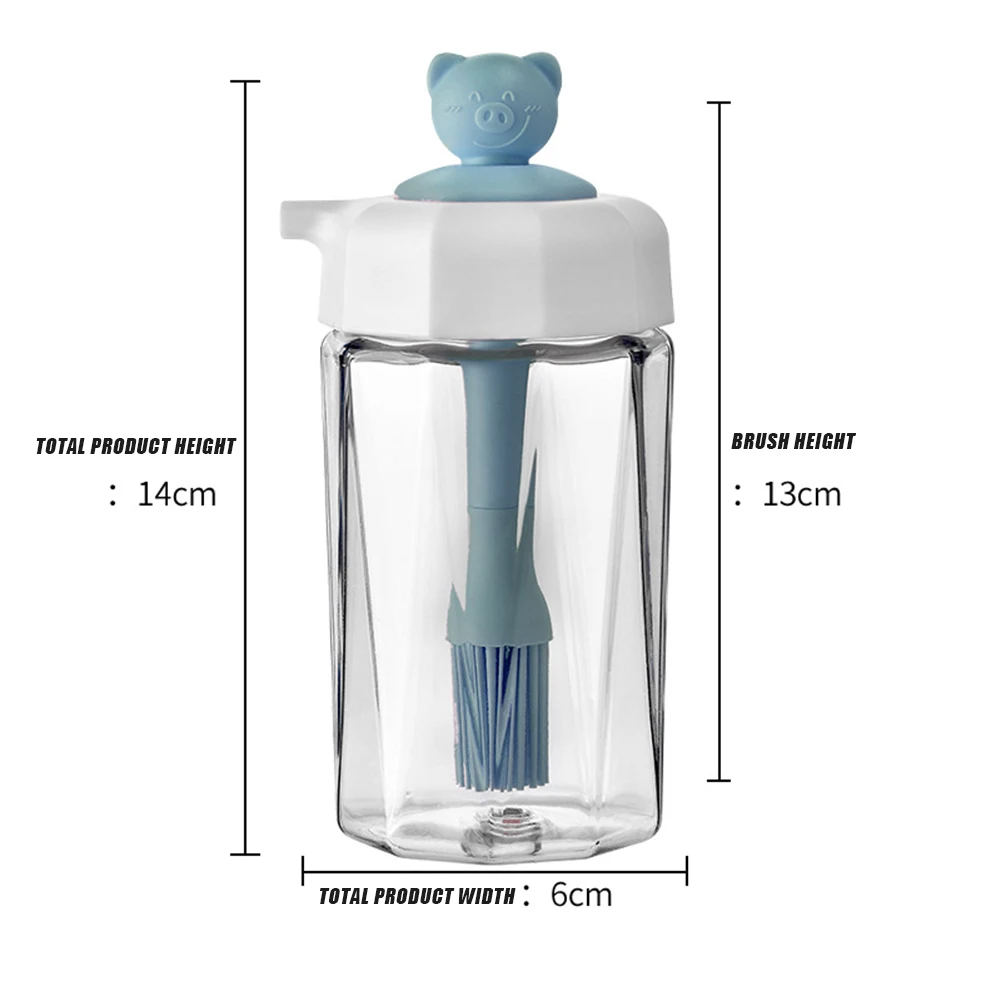 Cooking Oil Bottle With Silicone Brush Seasoning Sauce Bottle Glass Storage Bottles For Spice Glass Oil Container Kitchen Tools