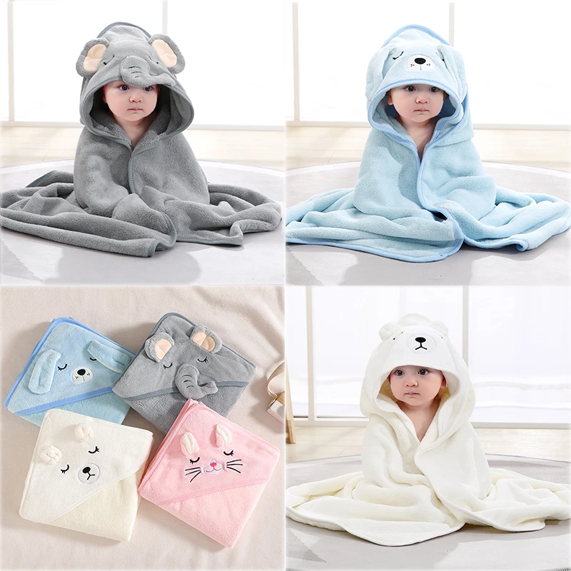 Cartoon Animal Baby Bath Towel Newborn Girl Boy Wrap Blanket Absorbent Baby  Bathrobe Hooded Coral Fleece Bath Towels 0 12 Months| | - AliExpress