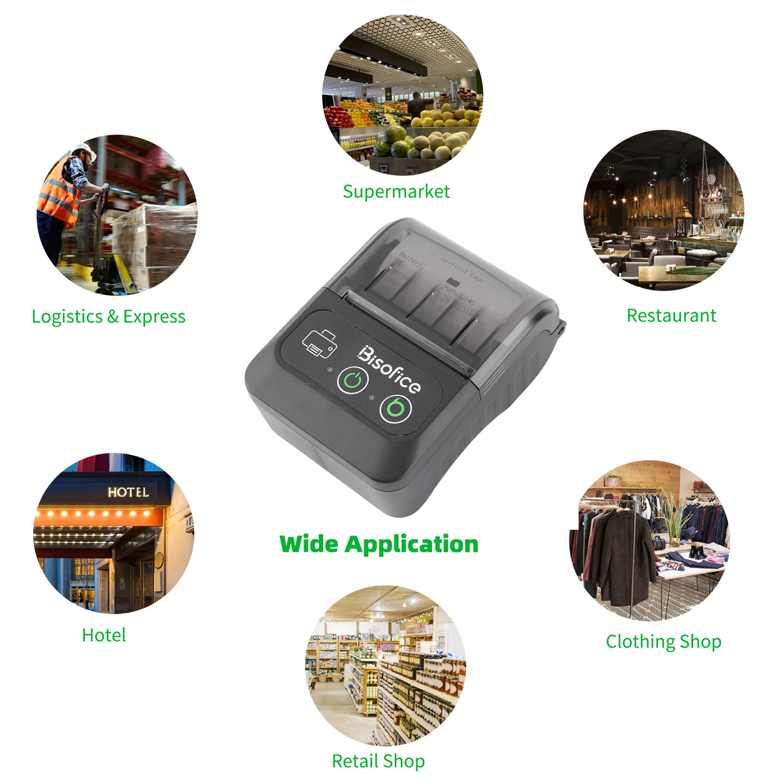 Bisofice 휴대용 무선 BT 58mm 2인치 열전사 영수증 프린터 미니 USB 빌 POS 모바일 프린터 지원 ESC/POS 인쇄 명령