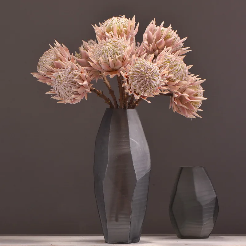 

Высококачественные искусственные шелковые цветы Big King Protea, «сделай сам», поддельные сушеные цветы, композиция для дома вечерние НКИ, свадьб...