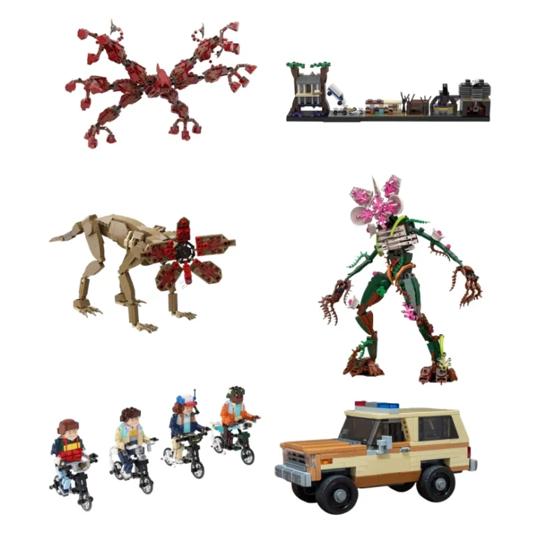 Hot Demodog Orchid Monster Building Blocks Kit For Strangered Things Vecna Clock Figures Eleven Van Bricks Model Toys Kid Gift