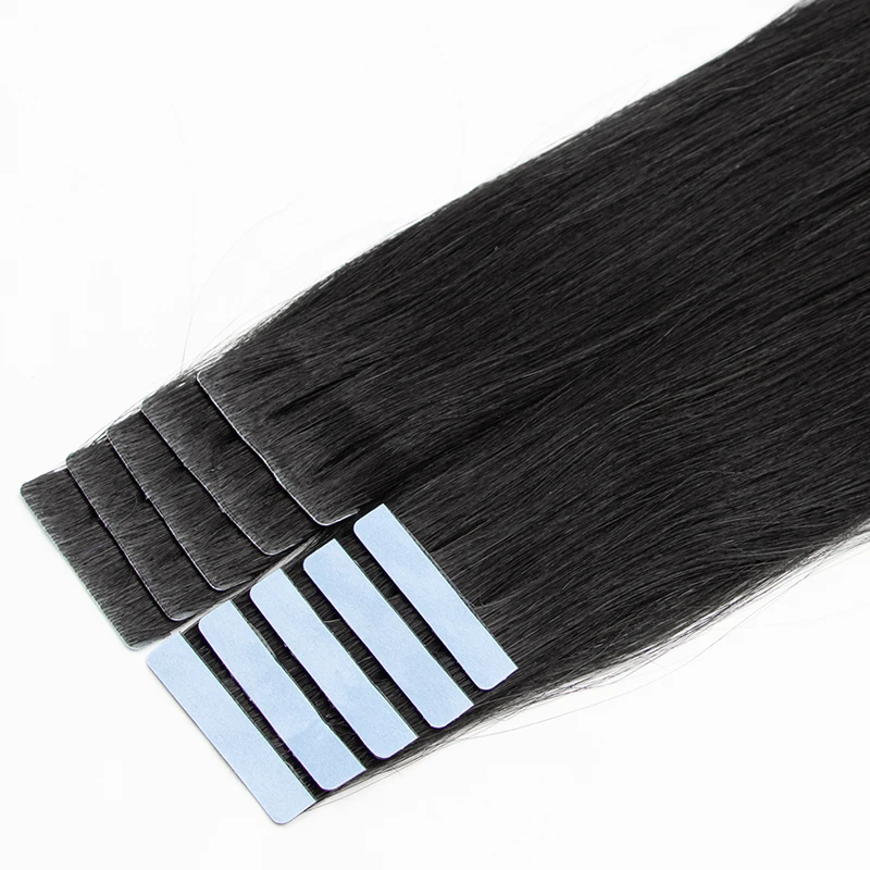 

01# Jet Black Invisible Tape Hair Extensions Hand Tied Tape in Hair Extensions Human Hair Adhesive Tape Extension 10pcs/pack