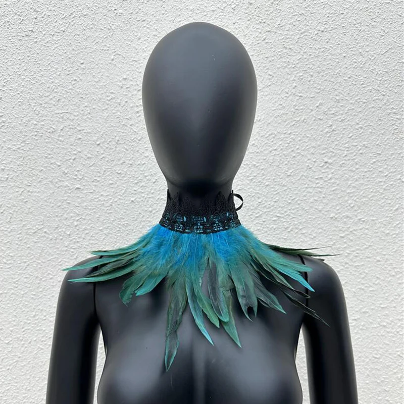 

27 Styles Feather Choker Collar Punk Gothic Halloween Luxury Cosplay Party Necklace Stage Performance Scarf Decoration Props
