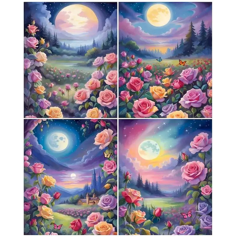 

Картина по номерам на холсте Луна, ручная роспись