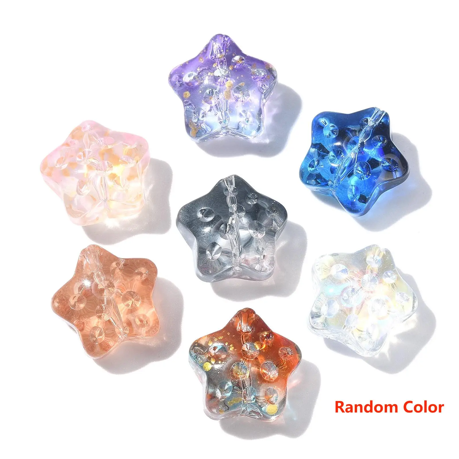 PandaHall 100Pcs Random Color 14mm Meteorite Star Beads Colorful Star Spacer Loose Beads for DIY Bracelet Necklace Jewelry Makin