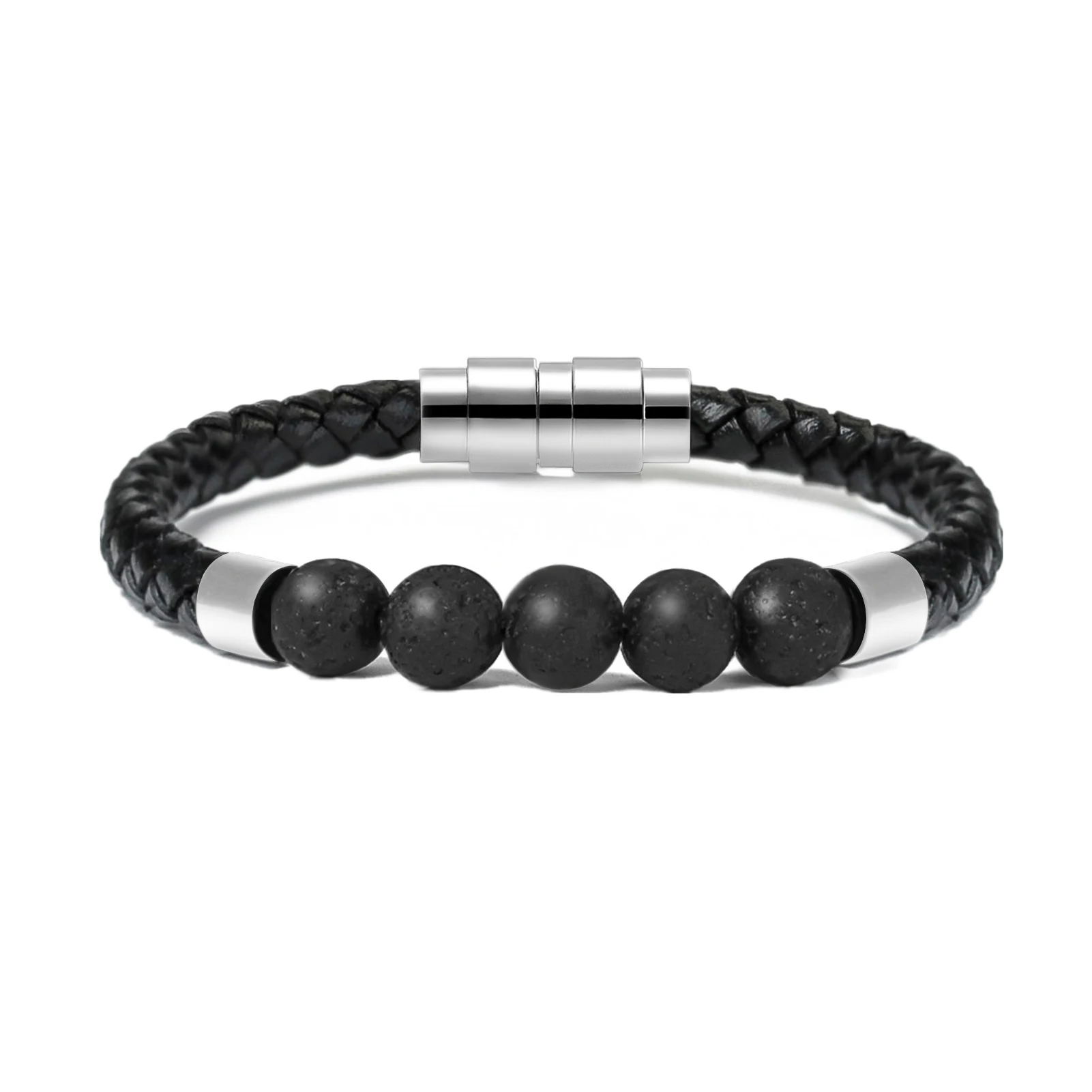 Cremation Jewelry Lava Stone Urn Bracelet for Ashes for Women Men Genuine Leather Memorial Bracelet for Human/Pet Ashes