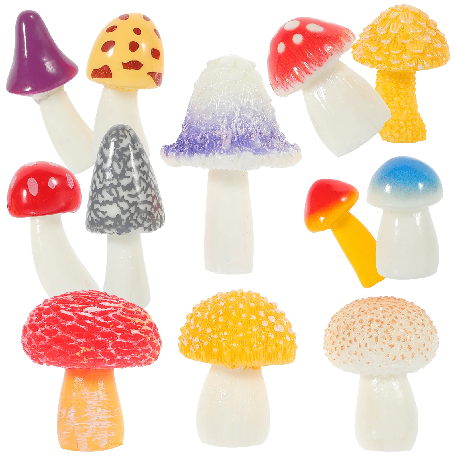 

12 Pcs Micro Landscape Mushroom Garden Decor Resin Decoration Model Jungle Statue Ornament Accessories for