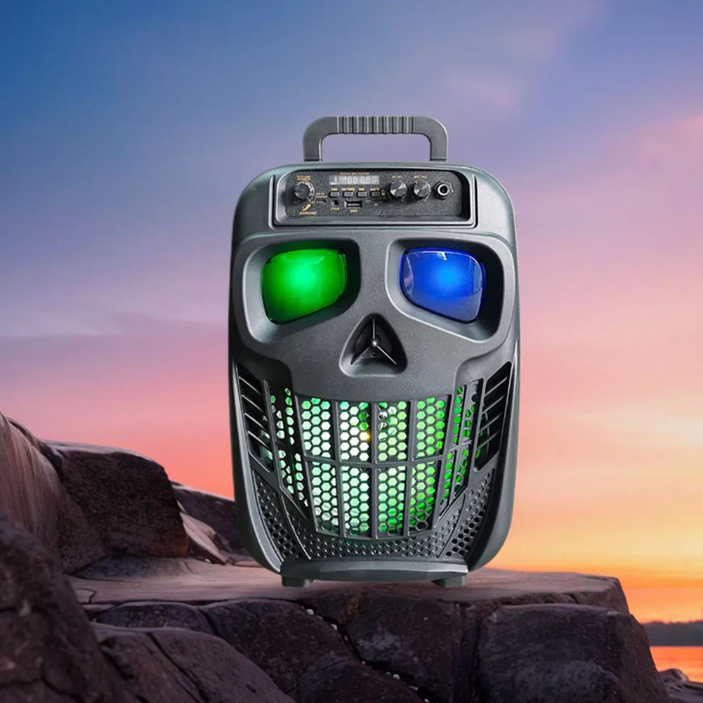 Skull Wireless Portable Speaker Bluetooth-Compatible 5.0 Karaoke Machine Speaker Karaoke PA System for Outdoor Home Party Travel