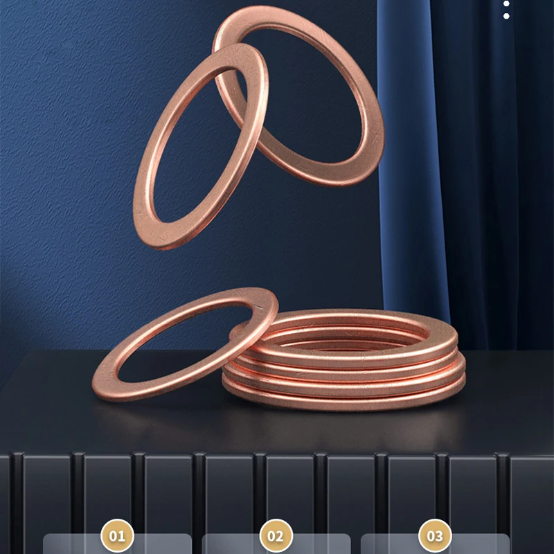 Copper Washer Set Copper Washer Washer Gasket Washer Seal Set Copper Washers M5 M6 M8 M10 M12 M14 M16 Solid Copper Washer Set Shim Flat Ring Gasket Rings Seal Plain Spacer Washers Fastener 10/20/50pcs