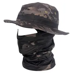 Unisex Outdoor Camouflage Sun Protection Boonie Hat with Neck and Face Cover - 60 (Black Cp)