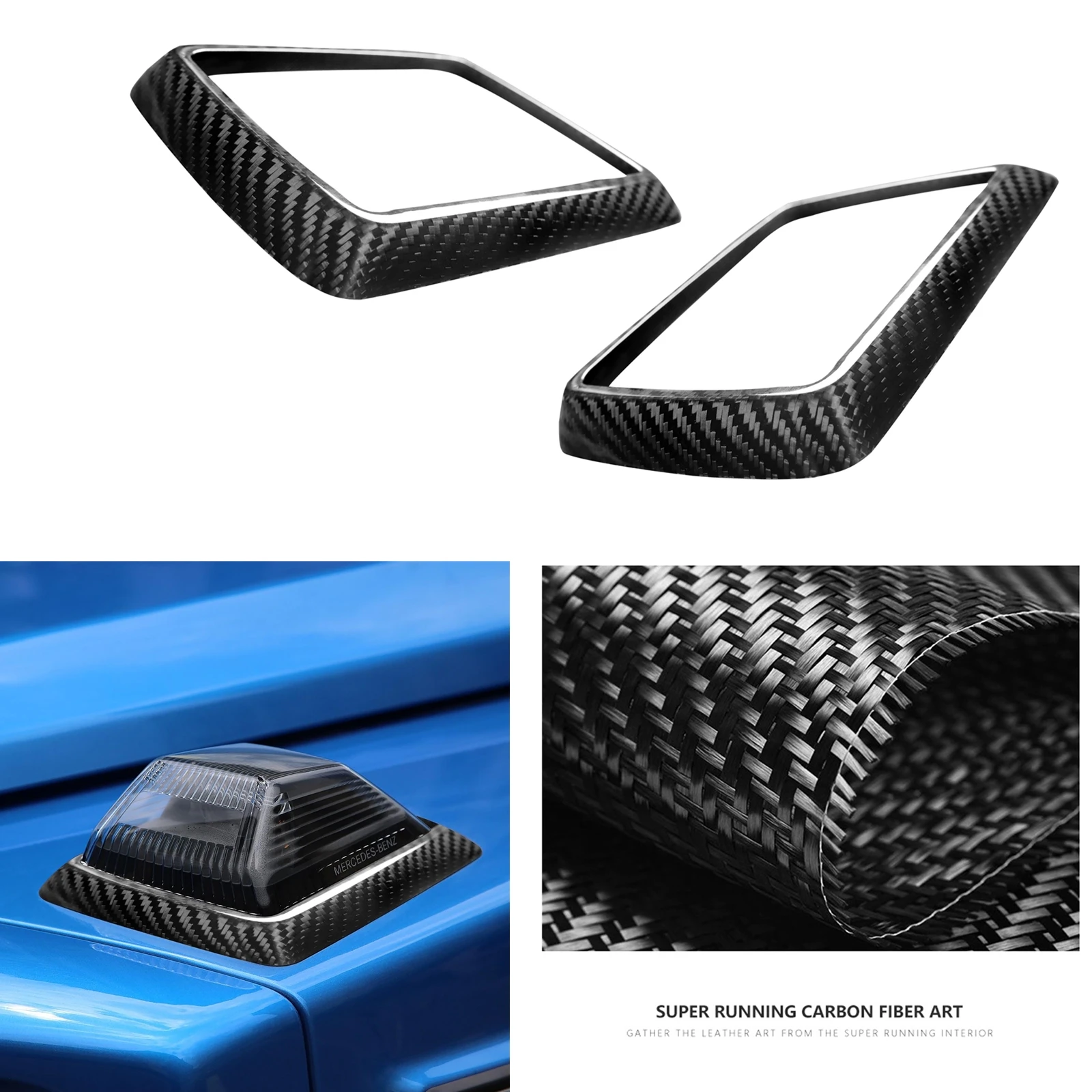 

2PCS Carbon Fiber Turn Light Cover Sticker Turning Signal Lamp Frame Trim For Mercedes Benz G-class G500 G550 W464 2019 2020