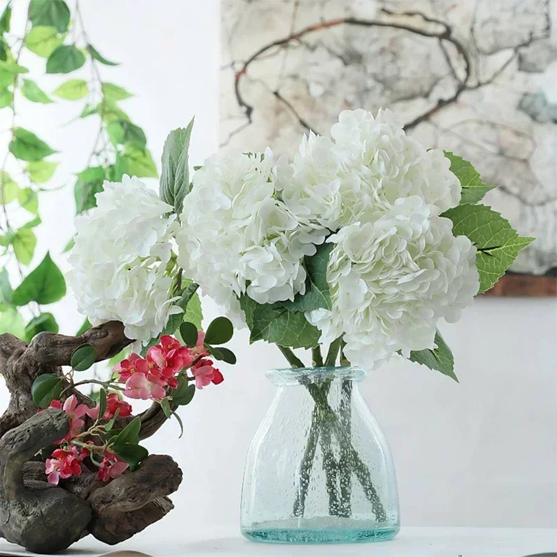 Artificial Flowers Hydrangea Real Touch Latex 21 inch 3Pcs For Home Decoration Bridal Bouquet Wedding