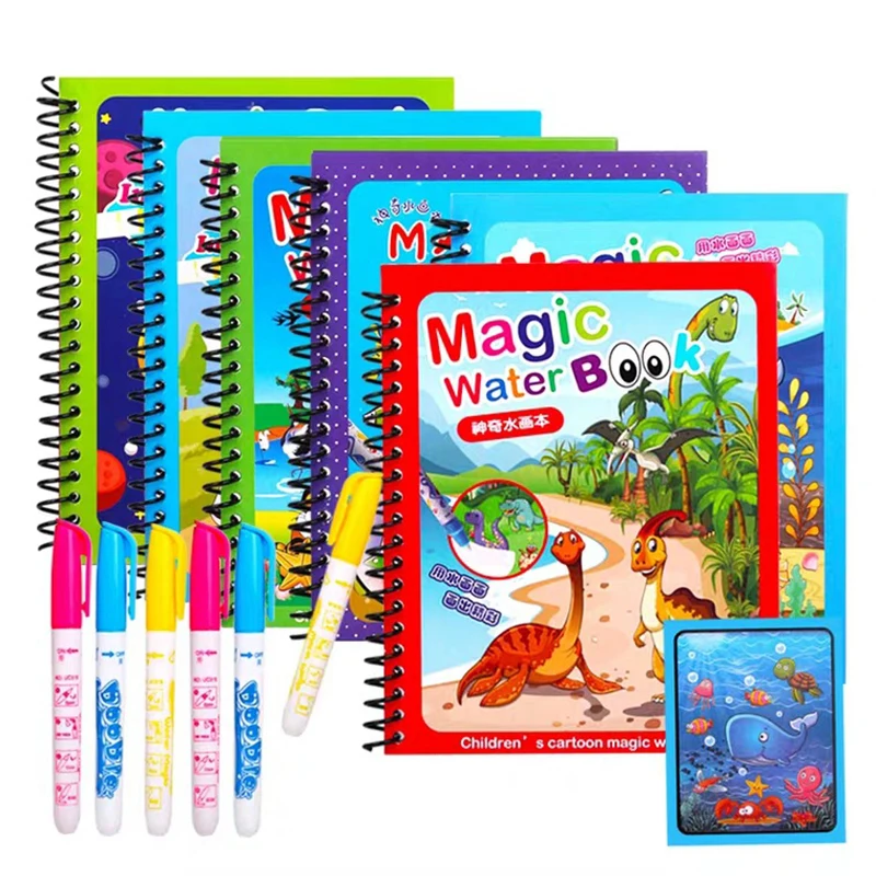Children Early Education Toys Magical Book with Pen Water Drawing Montessori Toys Gift Reusable Coloring Book Magic Drawing Book 2