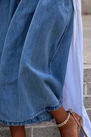 Plus Size Daily Blue Casual Pocket Wide Leg Denim Crop Jeans - Image 3
