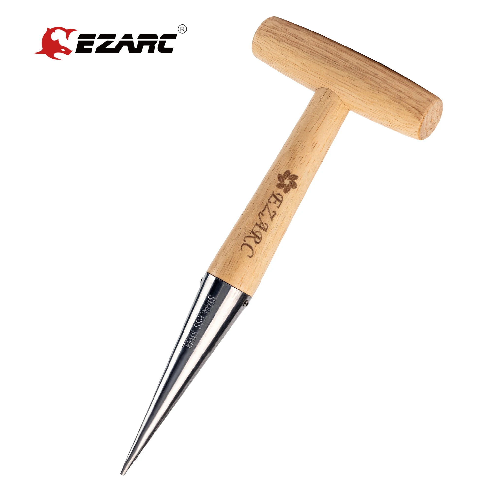 EZARC Garden Dibber, Made of Stainless Steel with Wooden Handle, Perfect for Your Seeding Transplants