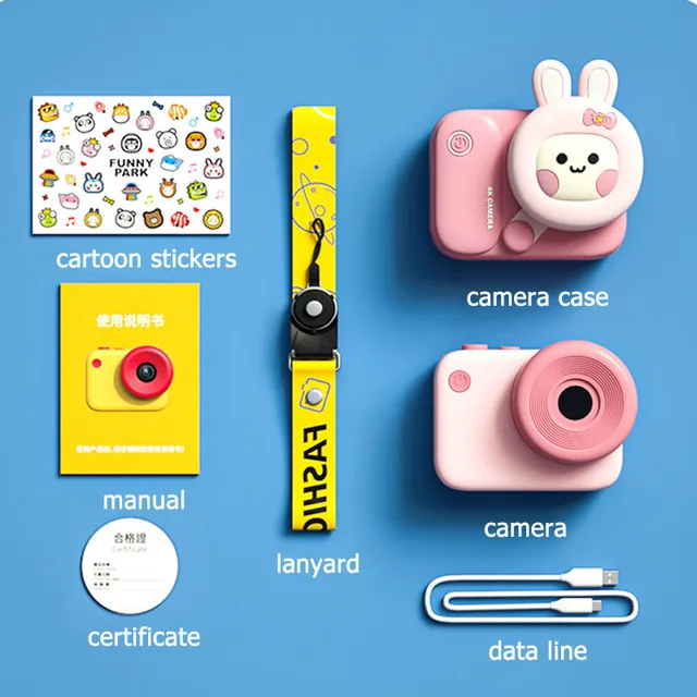 2021 Children Camera Digital Camera 48MP 4K Vlog Pocket Camera Front Camera Toy For Girl Children Gift Kids Education Toy Camera 6