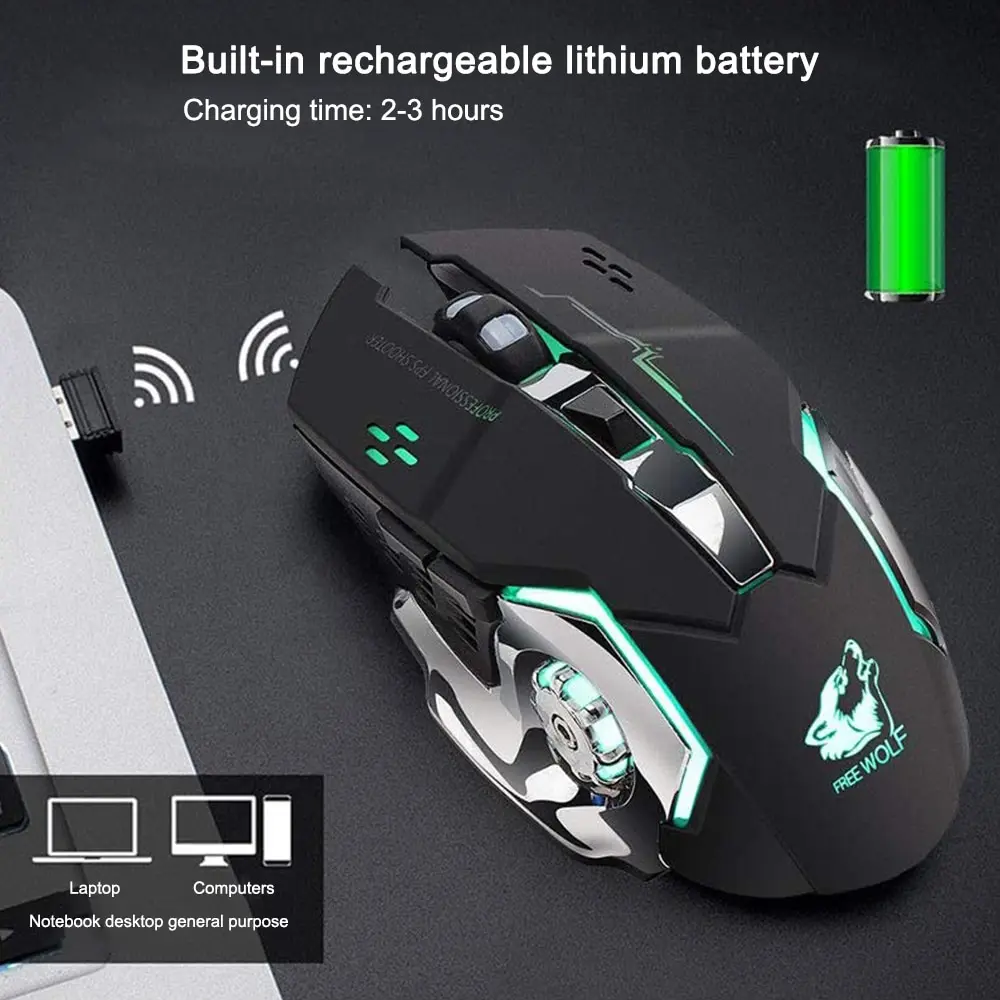 Gaming Mouse Wireless Rechargeable Optical Mice Silent Click DPI Adjustable Nano Receiver Ergonomic for PC Computer Windows Mac wireless mouse gaming mouse wireless gaming mouse ergonomic mouse wireless optical mouse