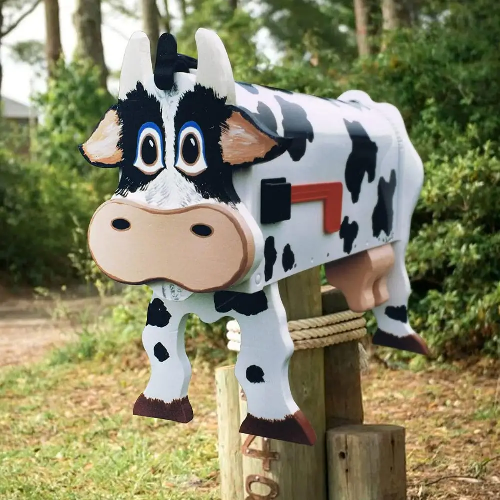 Outdoor Metal Animal mailing box Sculpture Waterproof Animal Letter Box Pig Dog Cow Mailbox For Garden Courtyard Decoration wall mounted mailbox,miniature mailbox