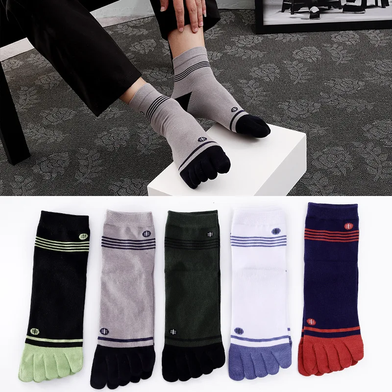 Short Five Finger Athletic Socks Men Fashion Sports Anti-Friction Sweat Absorbing Basketball Cycling Running Socks Toes 5 Pairs