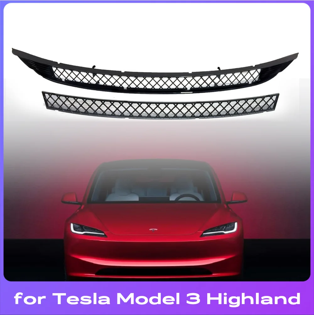 For Tesla Model 3 Highland 2024 Lower Bumper Anti Insect Net Anti Dust  Proof Inner Vent Grille Cover Insect-proof Front Cover
