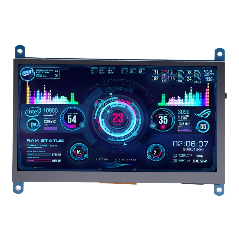 Ips Tft Lcd Monitor Touch Screen 1024x600 Rgb Pixels Usb Hdmi-compatível para Raspberry pi 4b 3b Mais Aida64 Novo 7 - Imagem 6