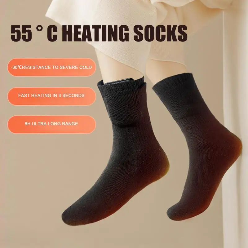 Rechargeable Heated Socks USB Electric Heated Socks Fast Heating Winter Supplies 5V Constant temperature heating Long Stocking self heating socks