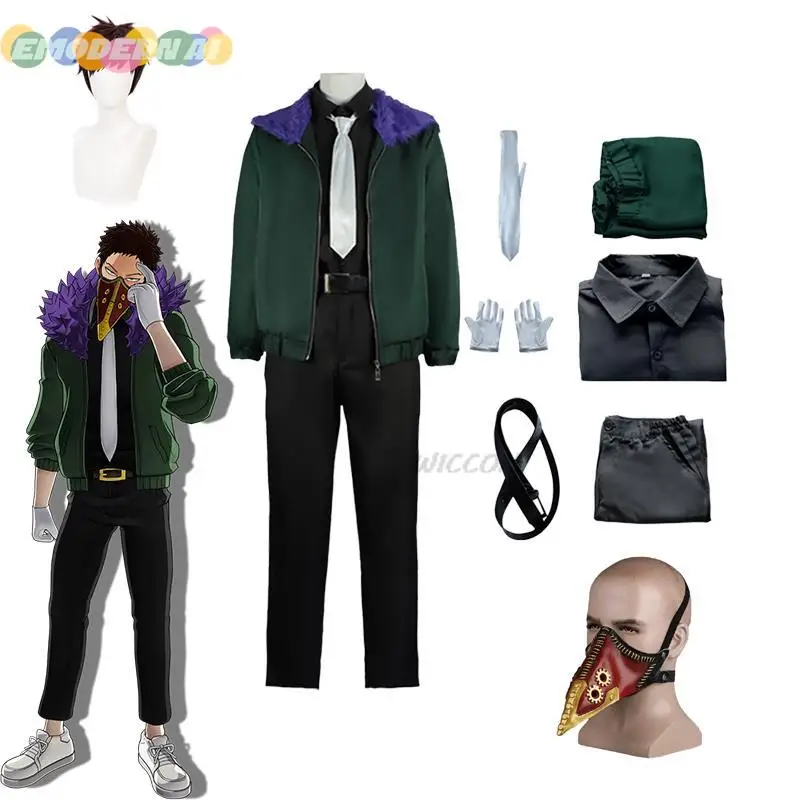 

Anime My Hero Academia Overhaul Chisaki Kai Cosplay Costume Mask Green Jacket Shirt Pants Suit For Men Halloweeen Party Clothes