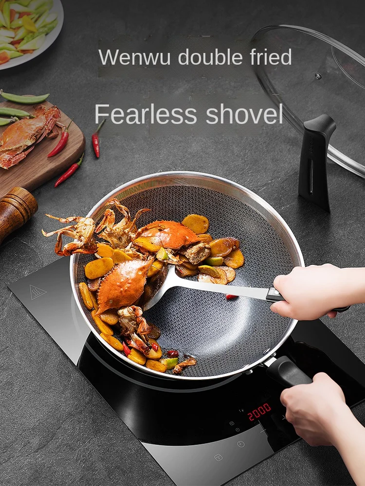 Stainless Steel Wok Honeycomb Non-Stick Pan Household Less Lampblack Induction Cooker Gas Stove Frying | Дом и сад
