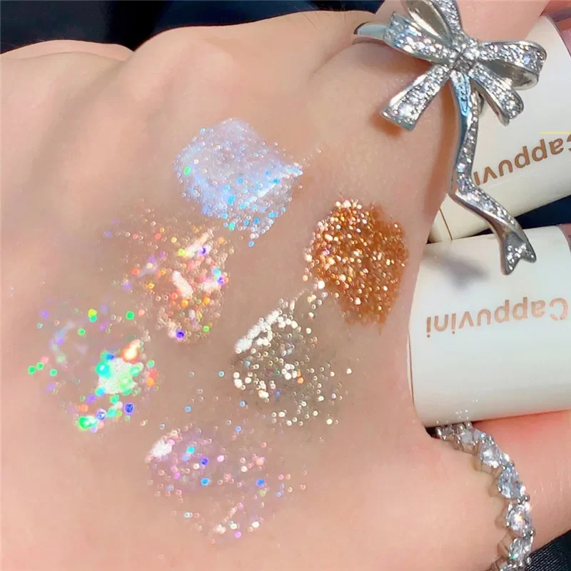 6 Colors Liquid Eyeshadow Highlight Sequins Glitter Eye Shadow Pearlescent Lying Silkworm Waterproof Lasting Shiny Eye Cosmetic eye shadow glitter makeup accessories