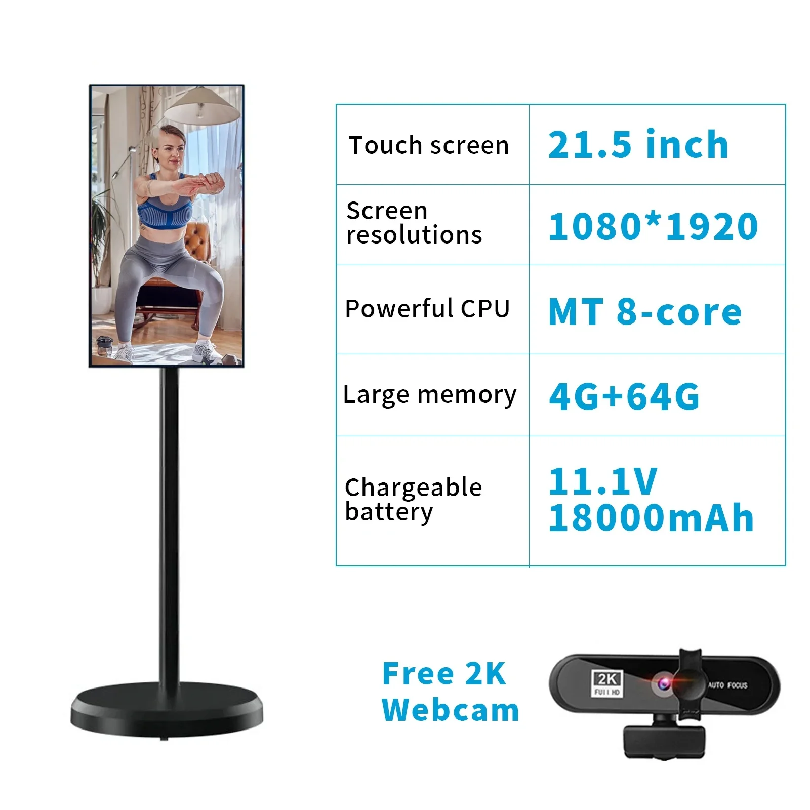 21,5 Zoll 4K Smart TV Android 13 Incell Touchscreen mit Ständer und Akku 4 GB + 64 GB/6 GB + 128 GB Outdoor-Live-TV