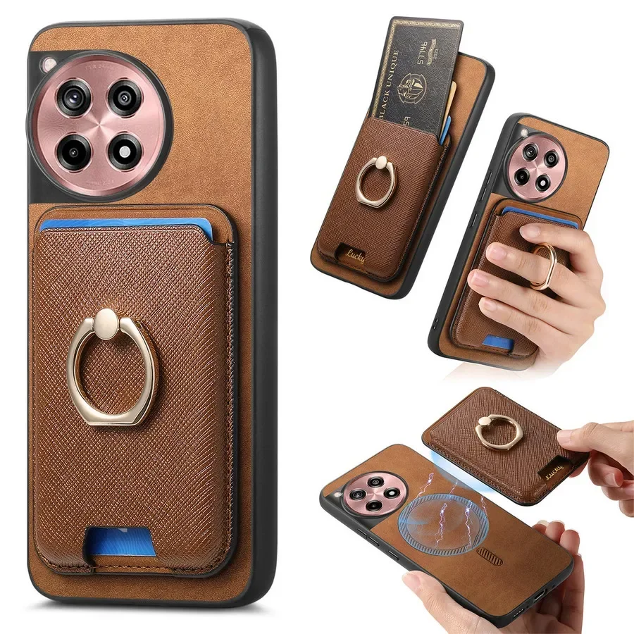 Enhanced MagSafe-Compatible 2-in-1 Detachable Leather Card Case and Back Cover