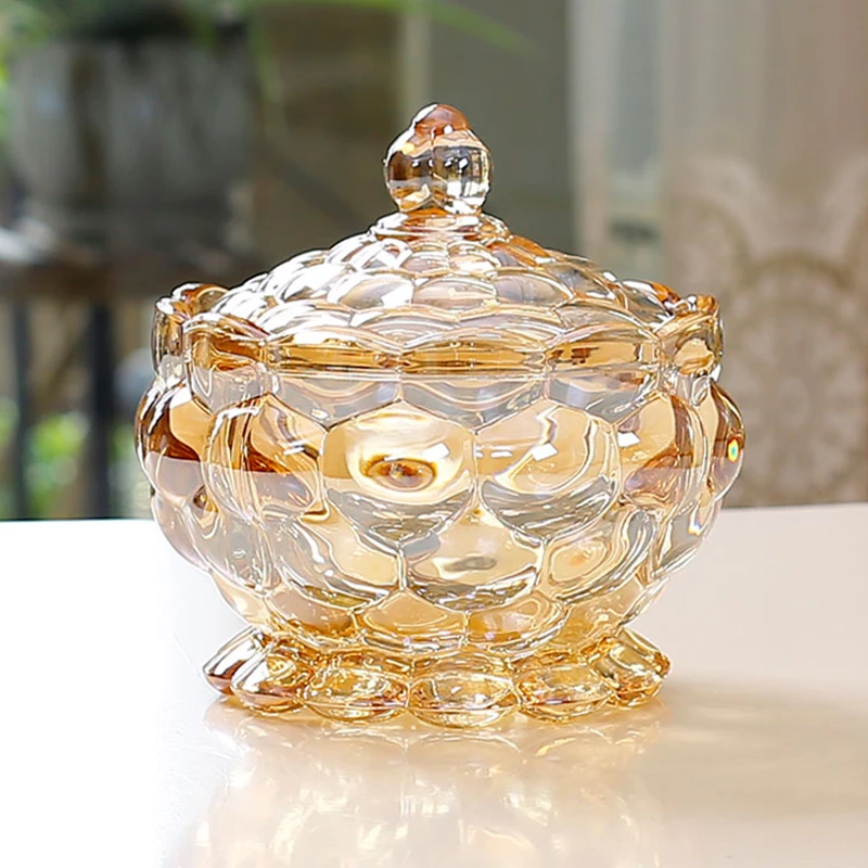 

Light Luxury Crystal Glass Candy Jar with Lid Storage Jar Sugar Jar European-style Sugar Jar Decoration Snack Storage Jar