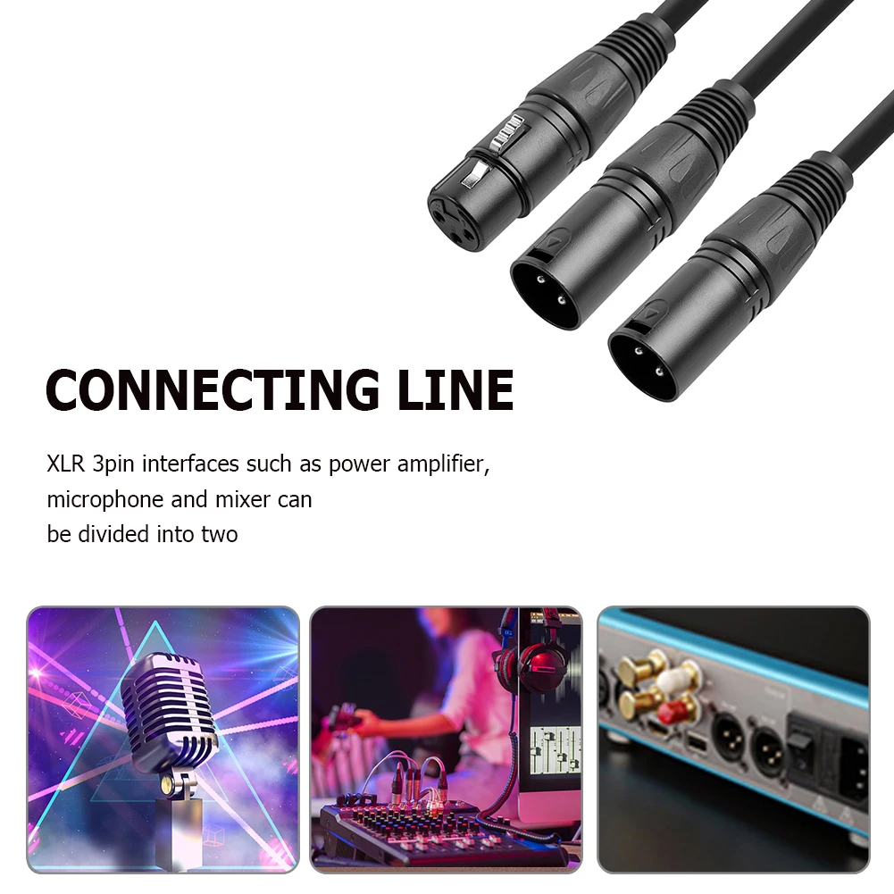 50cm 3 Pin Jack For Canon Xlr Female To Dual Xlr Male Y Splitter Adapter Cable Wire Converter