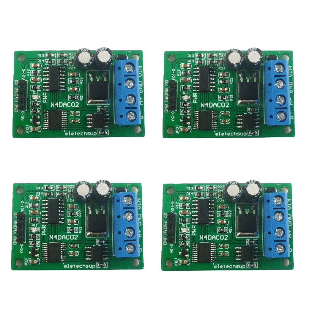 

4x N4DAC02 12V 24V 2CH 0-5V 0-10V PWM to Voltage Analog Converter DAC Module RS485 Modbus RTU 03 06