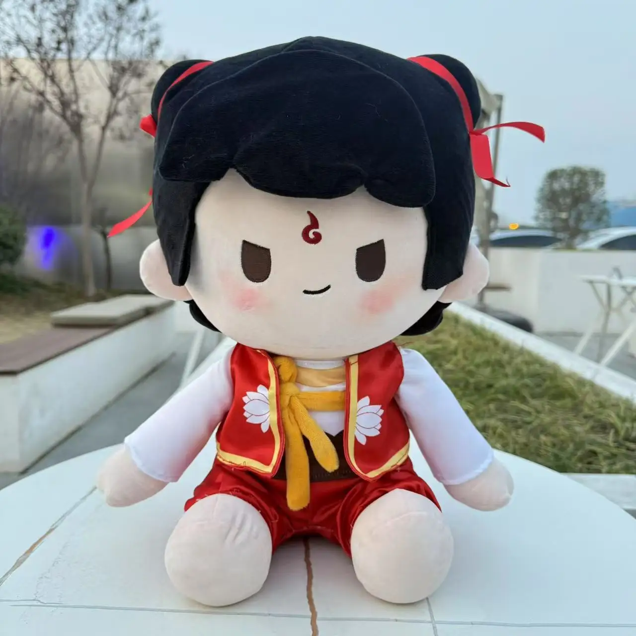 40CM Ne Zha 2 Nezha Aobing Cosplay Anime Figures Student Cartoon Cute Sitting Posture Plush Body Idol Plushies Birthday Present