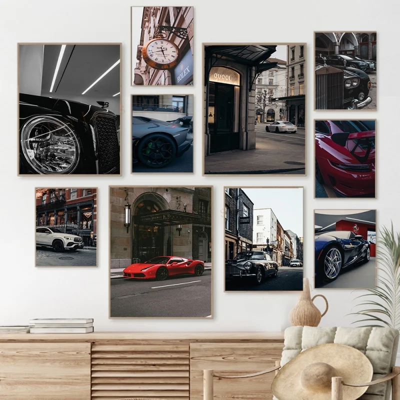 

Retro Handsome Car Modern Fashion Poster Nordic French Street Scene Luxury Canvas Painting Wall Art Picture for Bedroom Decor.