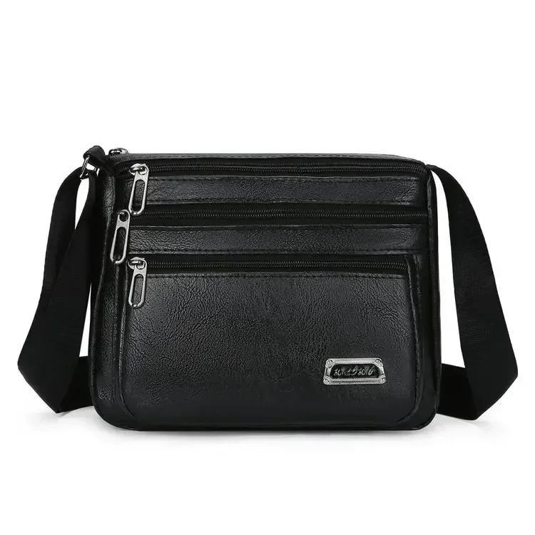Пакет Mens PU Leather Crossbody Messenger Bag Large Capacity Waterproof Durable Business Travel Tote for Work Office Casual 크로스백