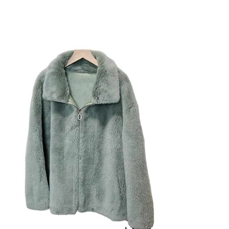 The New Korean Version of Lamb Wool Coat Stand Collar Loose Grain Sheep Sheared Fleece Fur Integrated Coat Women's Fur Winter