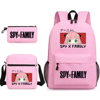 Cute Anime Anya Forger Pattern Three Piece Backpack Anime High Quality Large Capacity Backpack Shoulder Bag Pen Bag 1