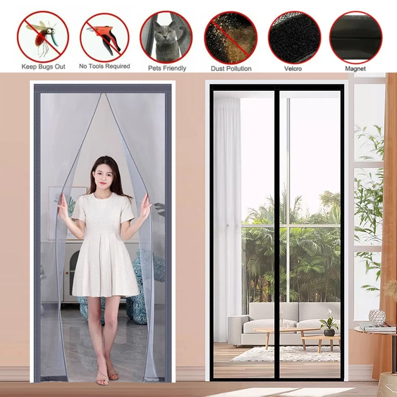 

magnetic screen door Strong Magnetic Door Curtain,Anti-mosquito And Insect-Proof Automatic Closing Invisible Gauze Large-Size