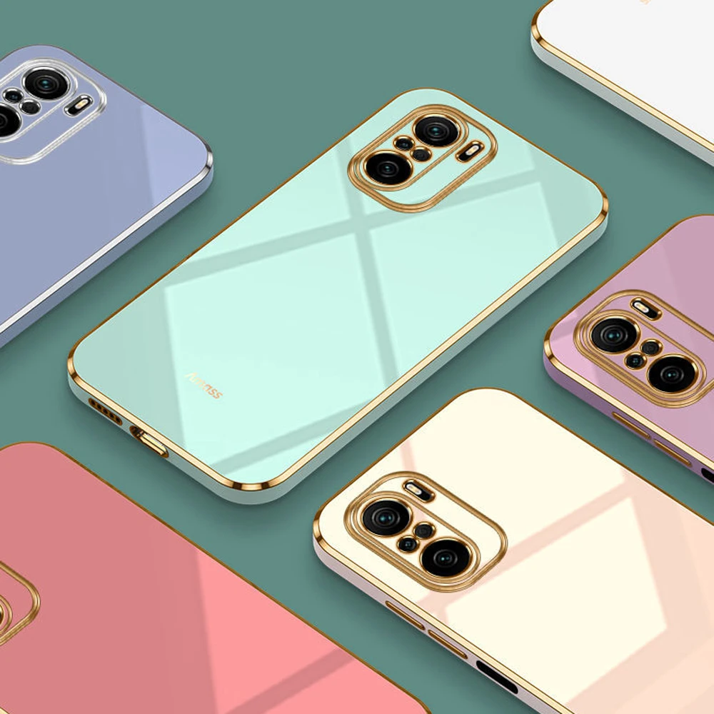 Luxury Square Plating Shockproof Silicone Phone Case and Back Cover