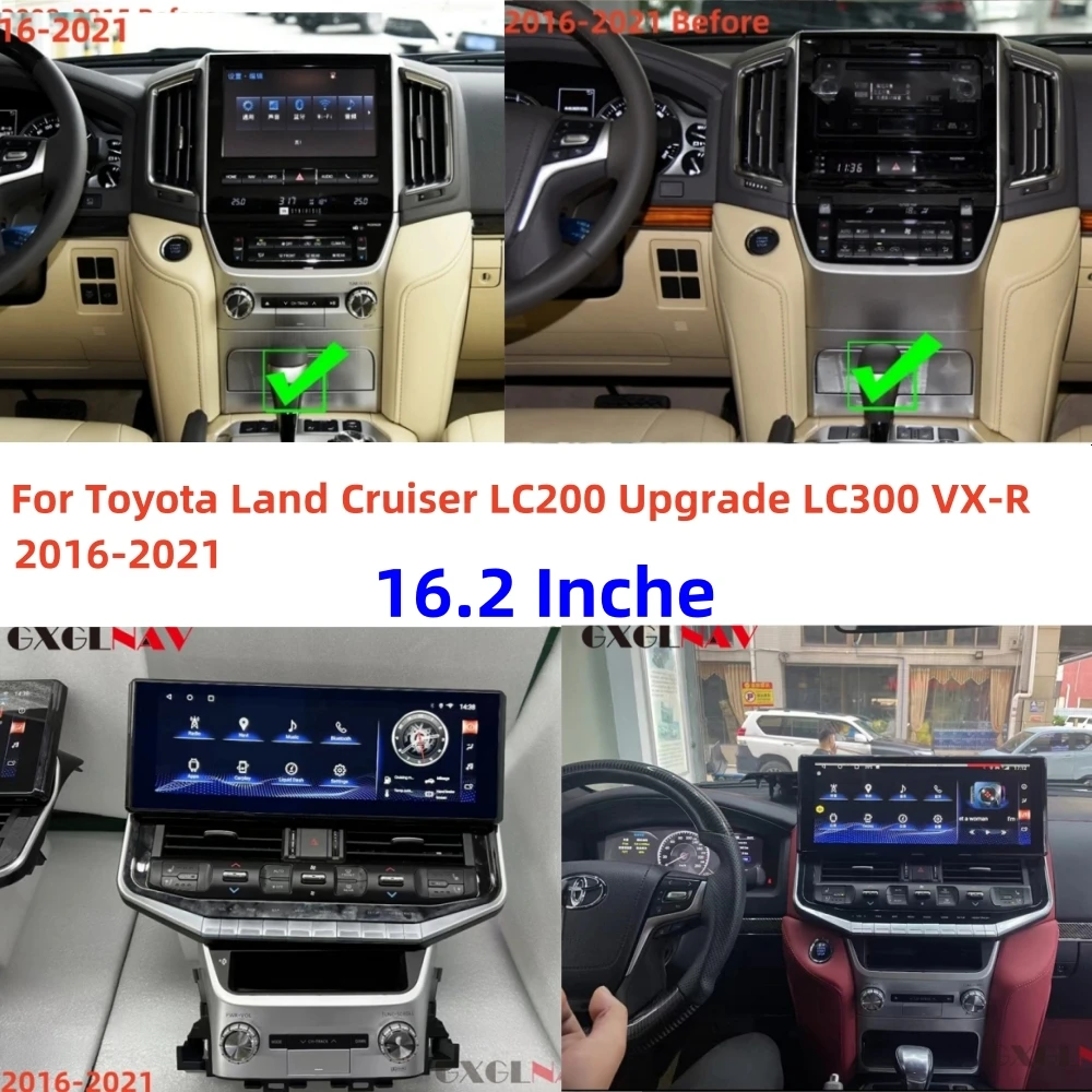 

16.2" Android Car Radio Multimedia Gps Player For Toyota Land Cruiser LC200 Upgrade LC300 VX-R 2008 - 2015/2016 - 2021 Carplay