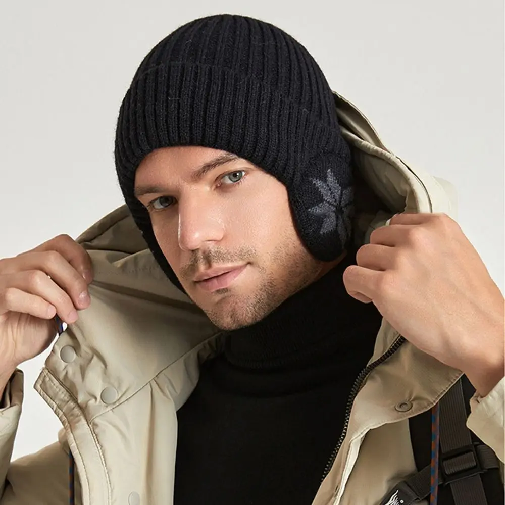 Fashion Soft Knitted Hat Thickened Windproof Plain Hats Ski Beanie Hat Unisex