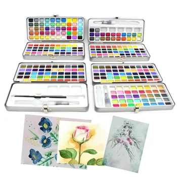 Set di pigmenti per acquerello da 100 COLORI Colori solidi Confezione di scatole per abiti Pittura professionale Regalo per la scuola Fornitura d'arte